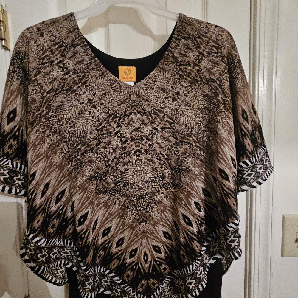 Ruby Rd. Black And Brown Patterned Blouse - image 1
